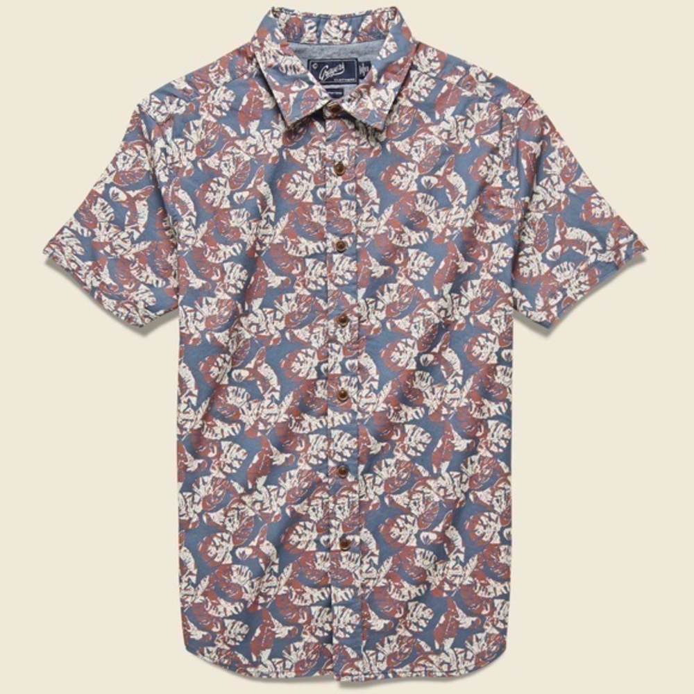 EUC Grayers Floral Printed Gauze Shirt Faded Navy/Red/Cream Size L